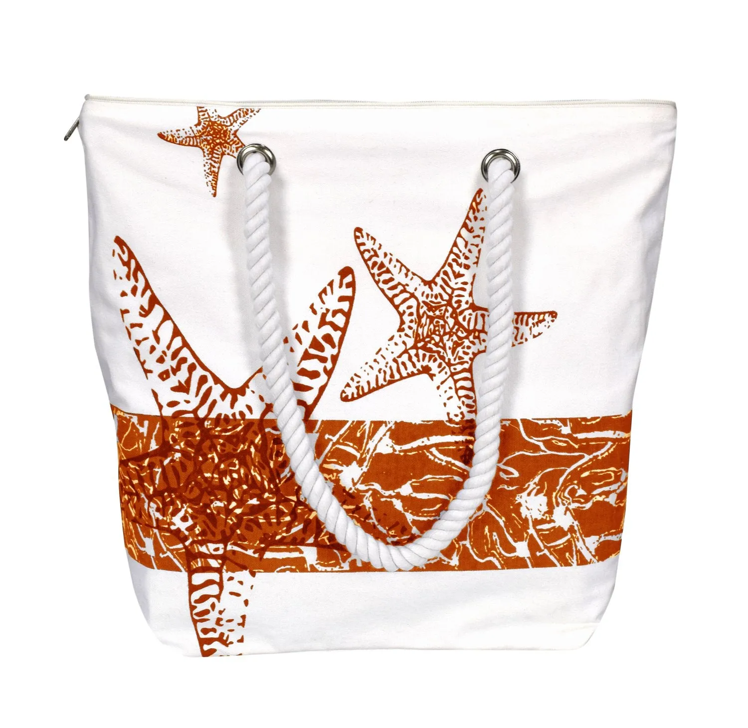 100% Cotton Canvas Beach Handbags Nautical Starfish Design