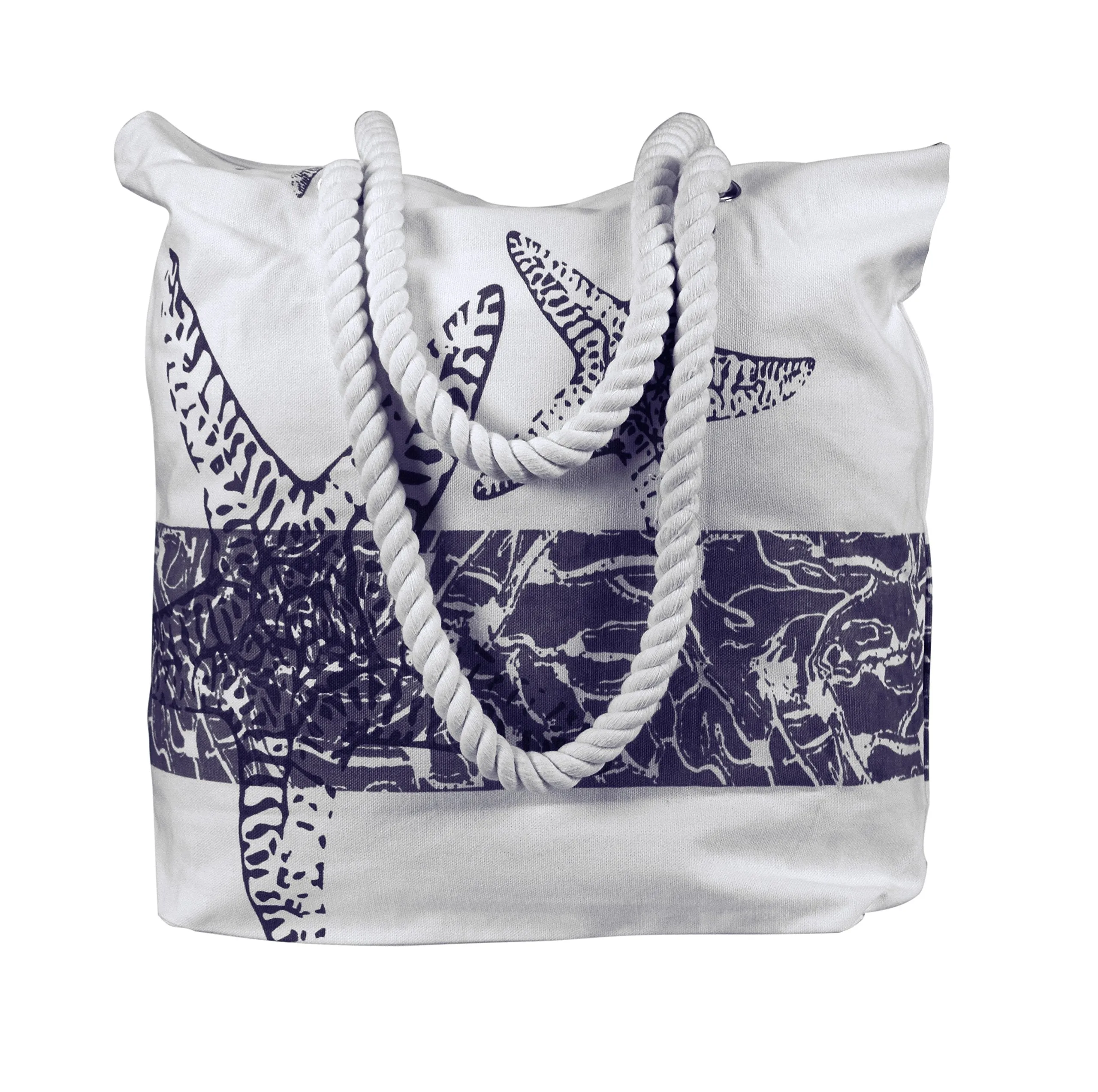 100% Cotton Canvas Beach Handbags Nautical Starfish Design