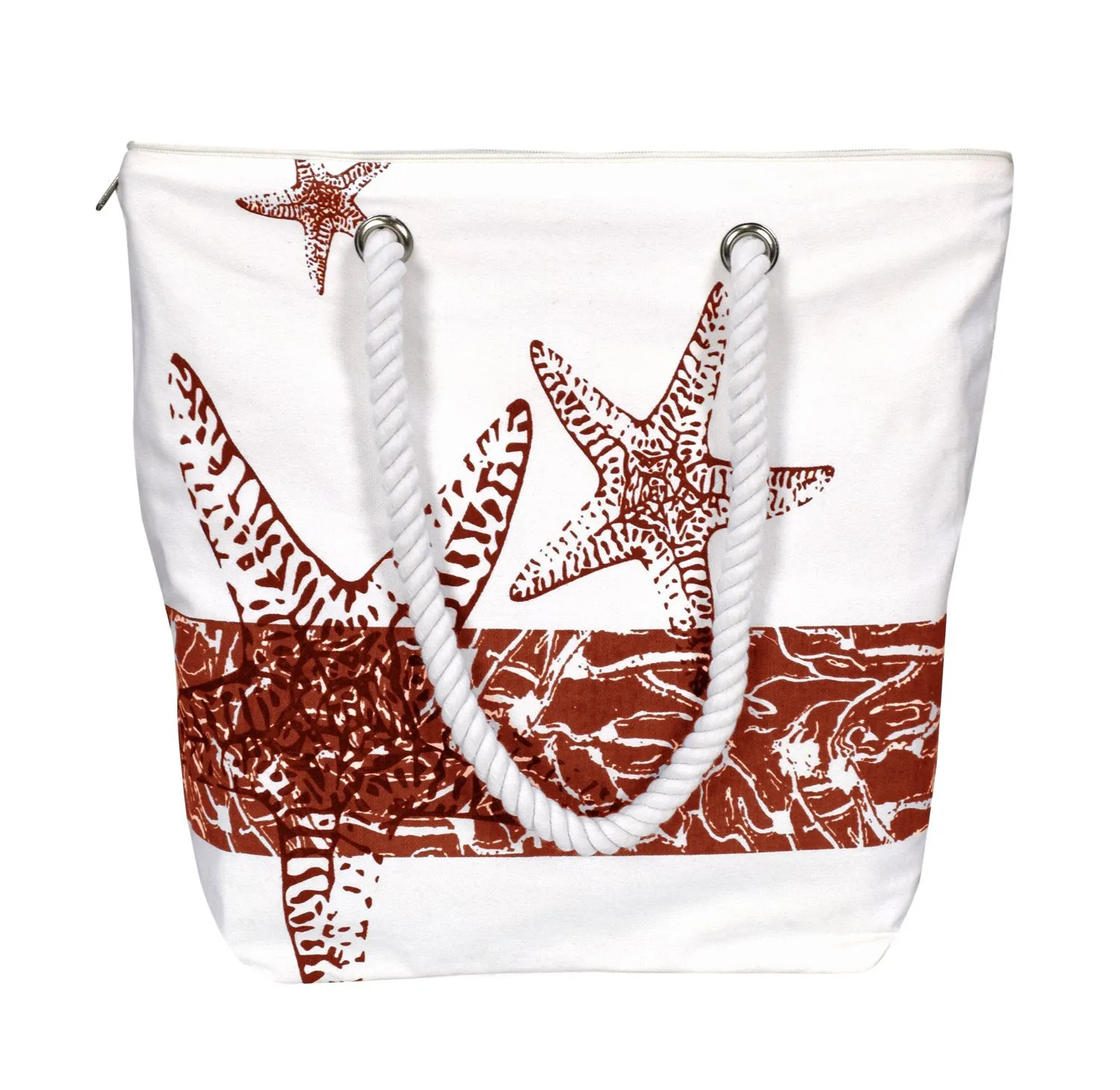 100% Cotton Canvas Beach Handbags Nautical Starfish Design