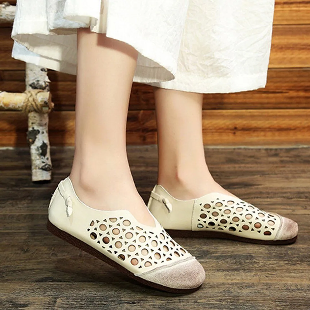 Babakud Hollow Out Paneled Casual Flats Shoes