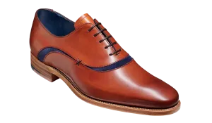 Barker Emerson Oxford Shoe - Antique Rosewood Calf/Navy Suede