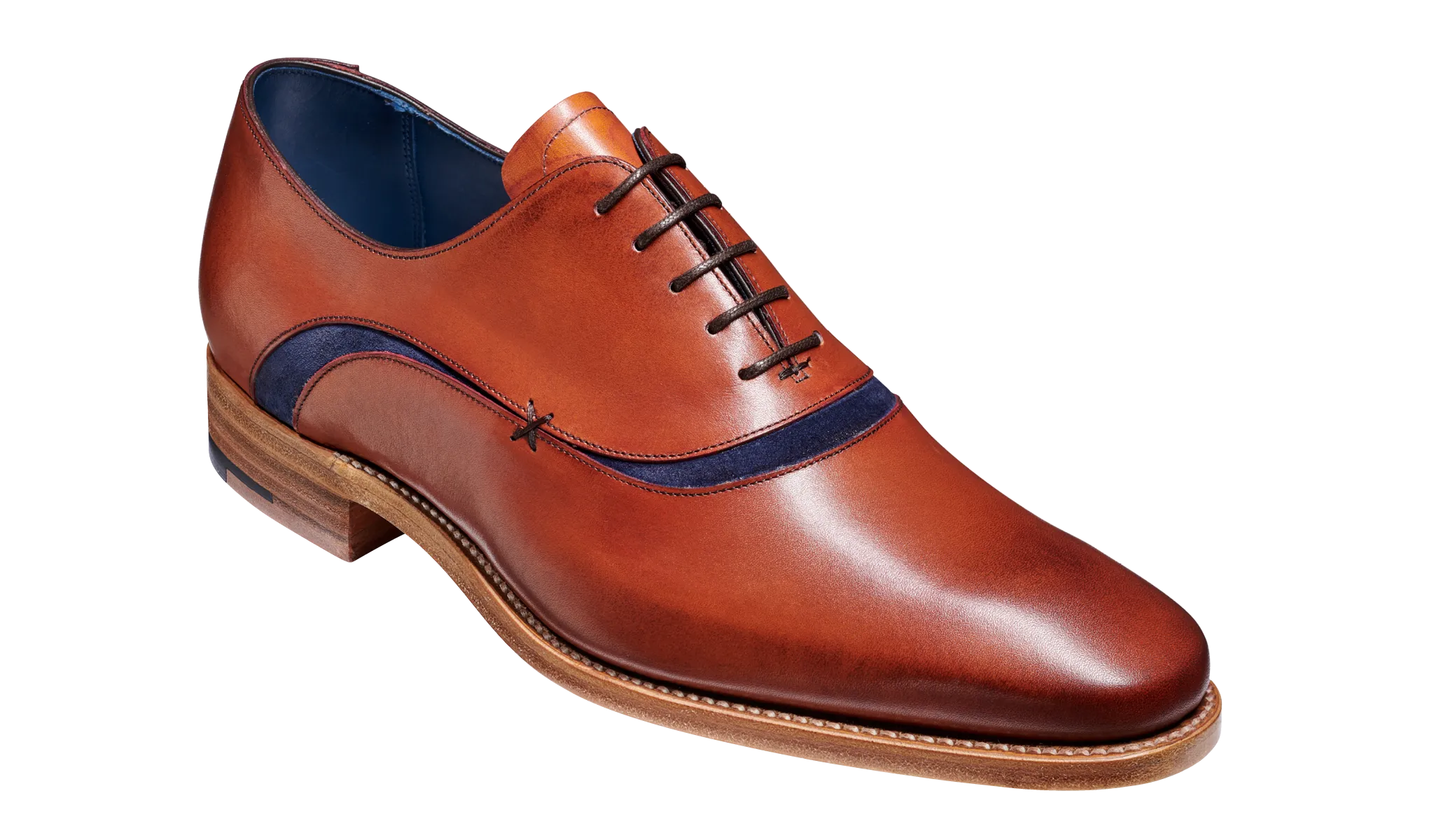 Barker Emerson Oxford Shoe - Antique Rosewood Calf/Navy Suede