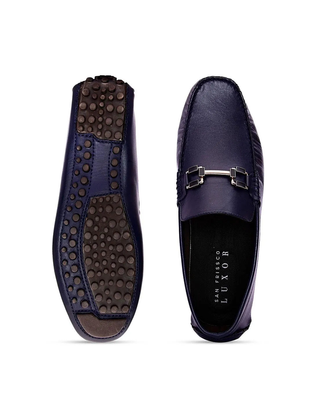 Bingo Blue Loafers With Buckle