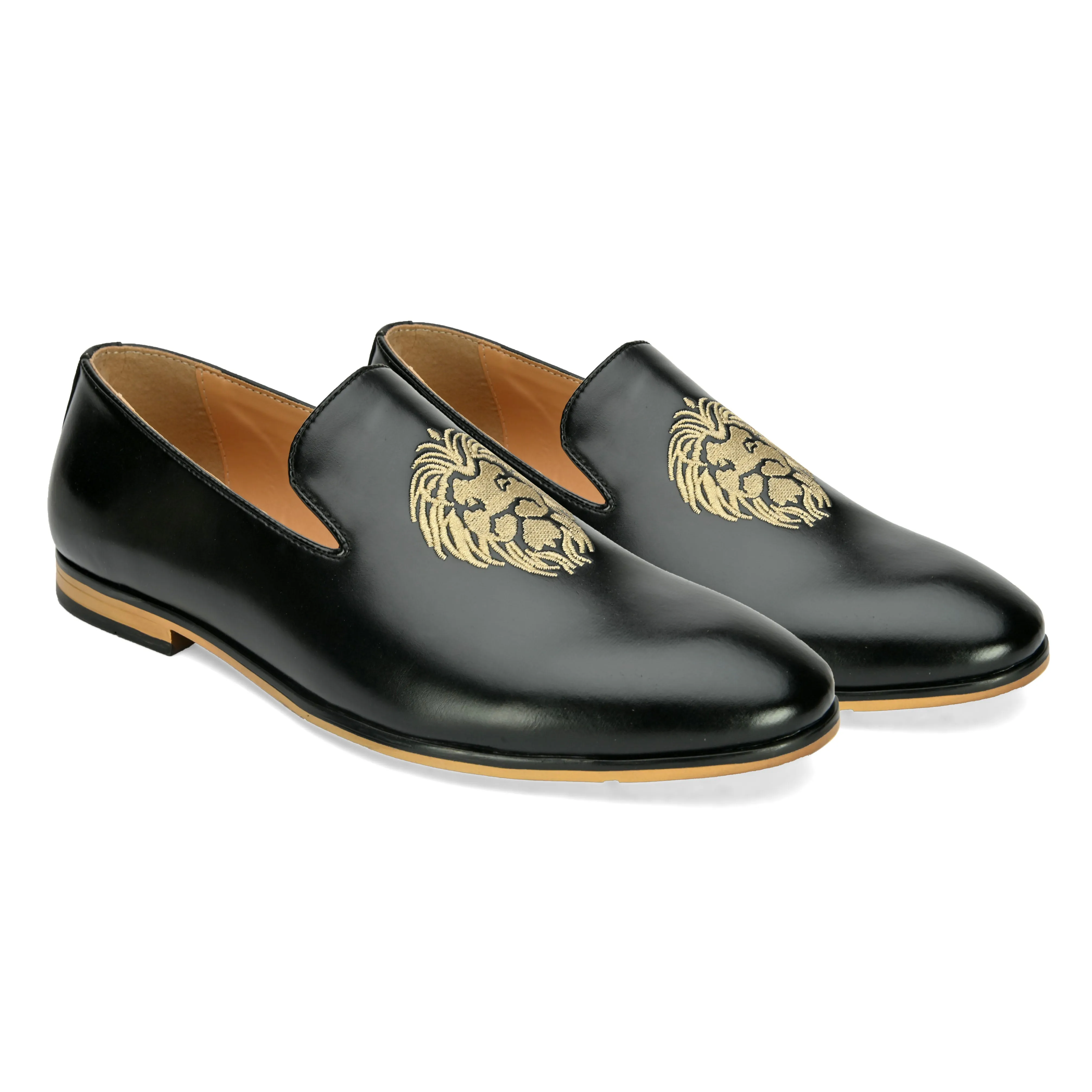 Carlos Black Embroidered Loafers