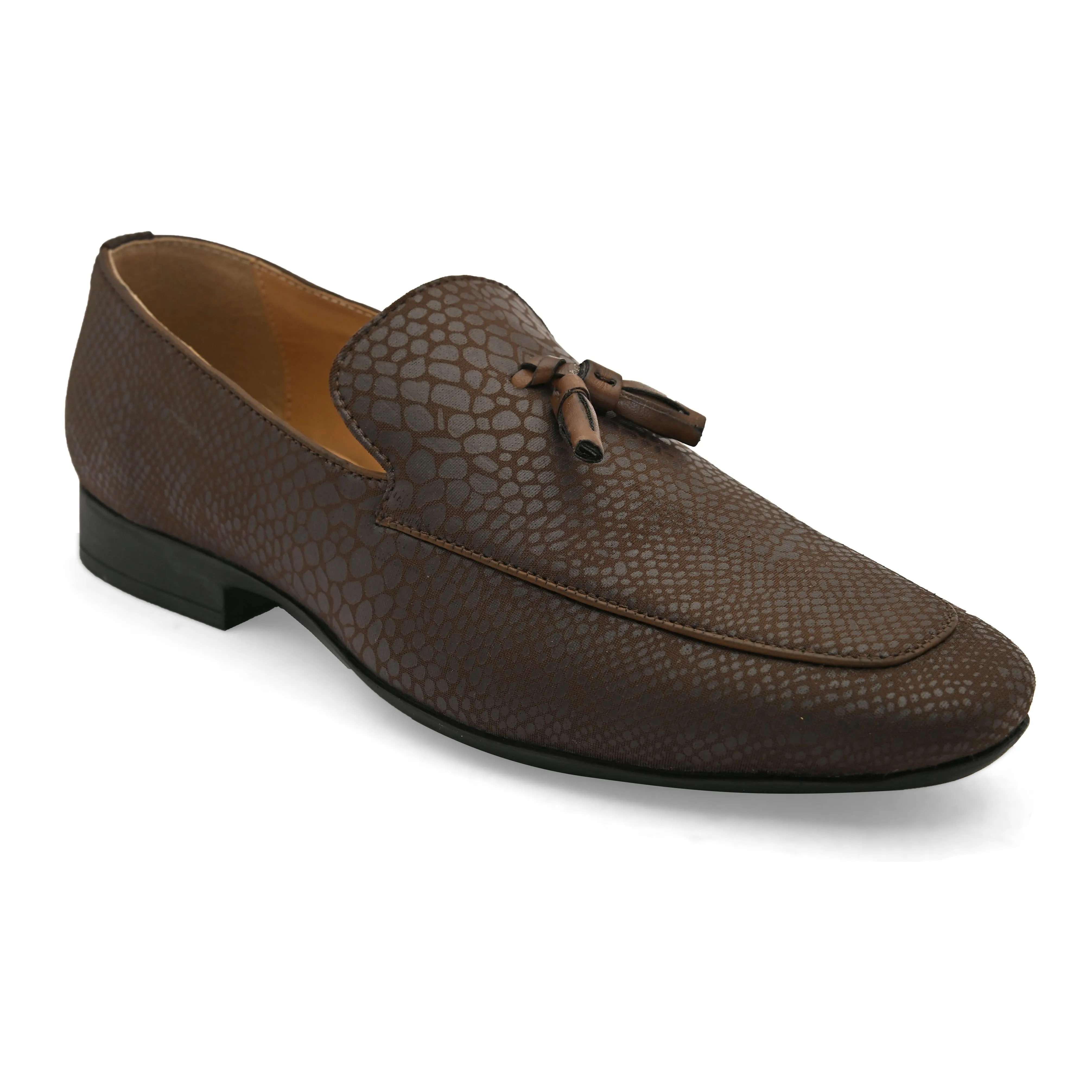 Dabble Brown Textured Loafers