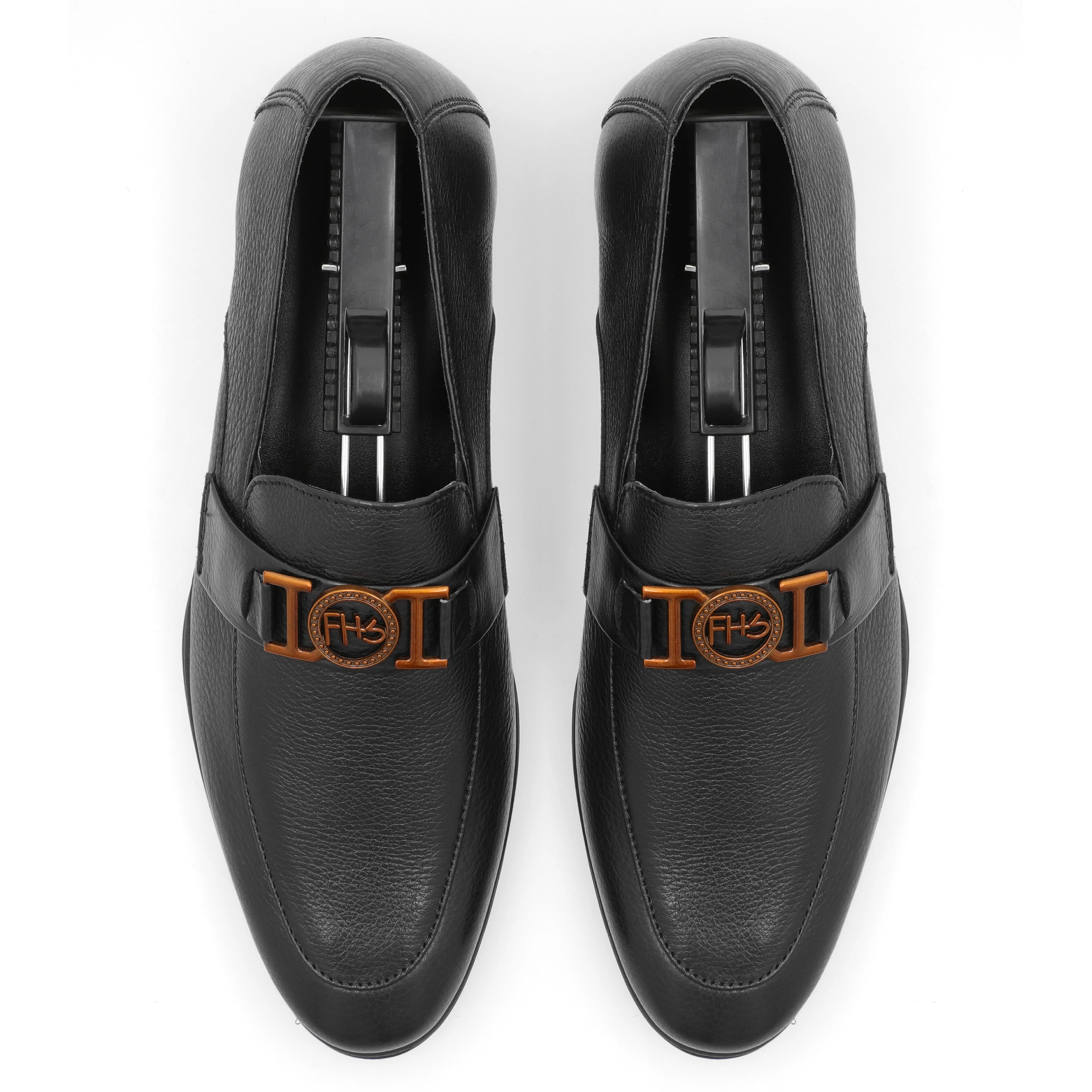 FHS Golden Buckled Loafers-Black