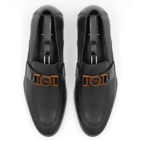 FHS Golden Buckled Loafers-Black