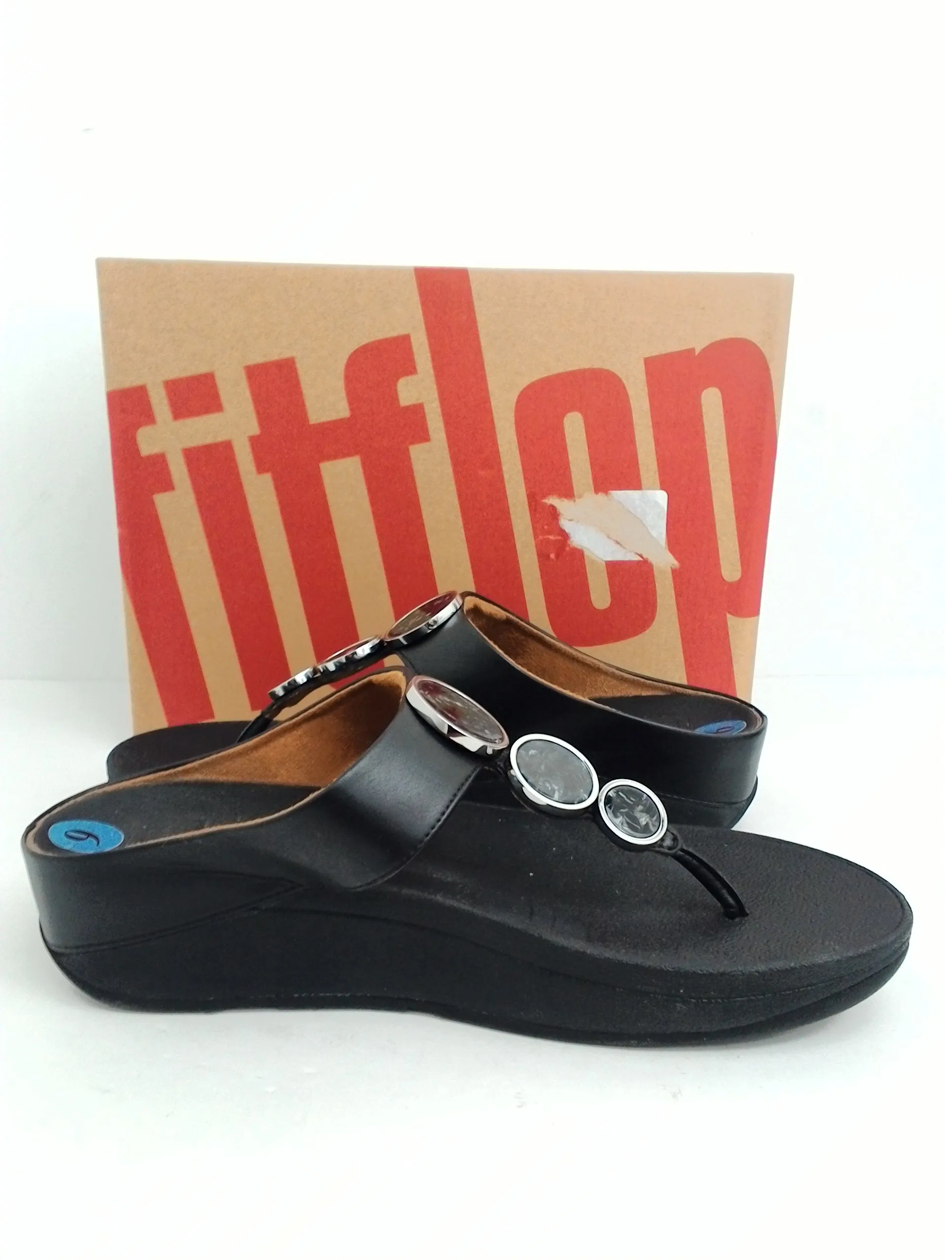 Fitflop Women's Halo Black Toe Post Sandal Size 9