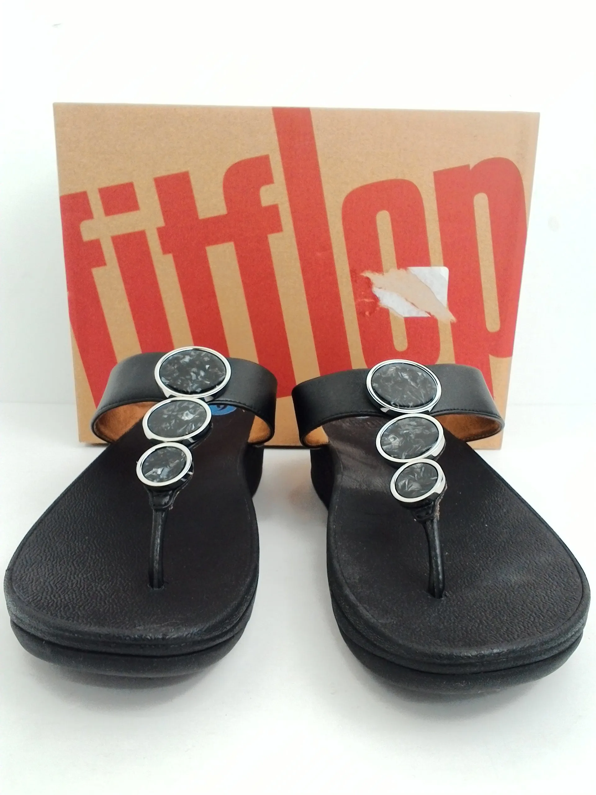 Fitflop Women's Halo Black Toe Post Sandal Size 9