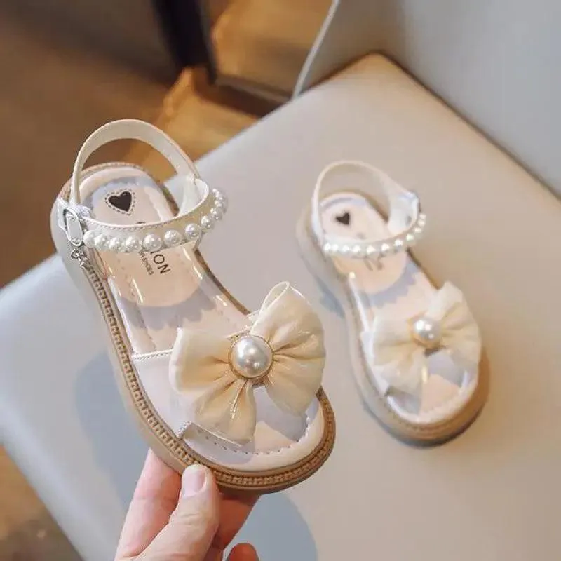 Girls' Sandals with Bow and Pearl Pendant: Toddler Casual Shoes G03254