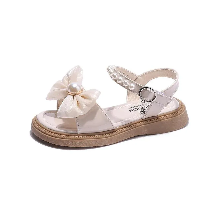 Girls' Sandals with Bow and Pearl Pendant: Toddler Casual Shoes G03254