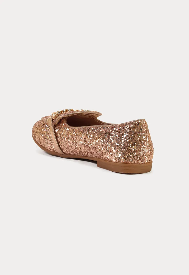 Glittery Chunks Strap Vamp Loafer Shoes