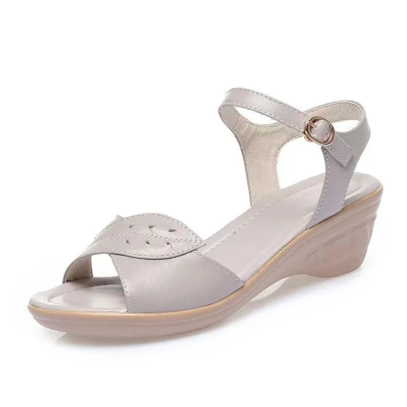 GX341 Women's Casual Shoes: Fashionable Leather Wedge Heel Sandals