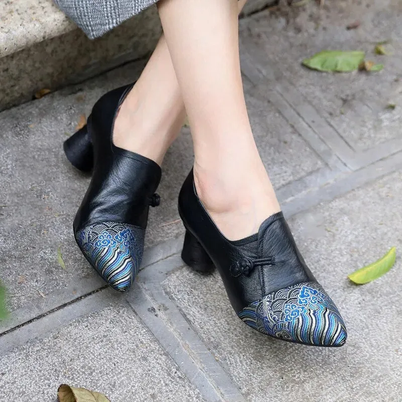 High Heel Leather Pumps: Women's Casual Shoes - Loafers AQW459