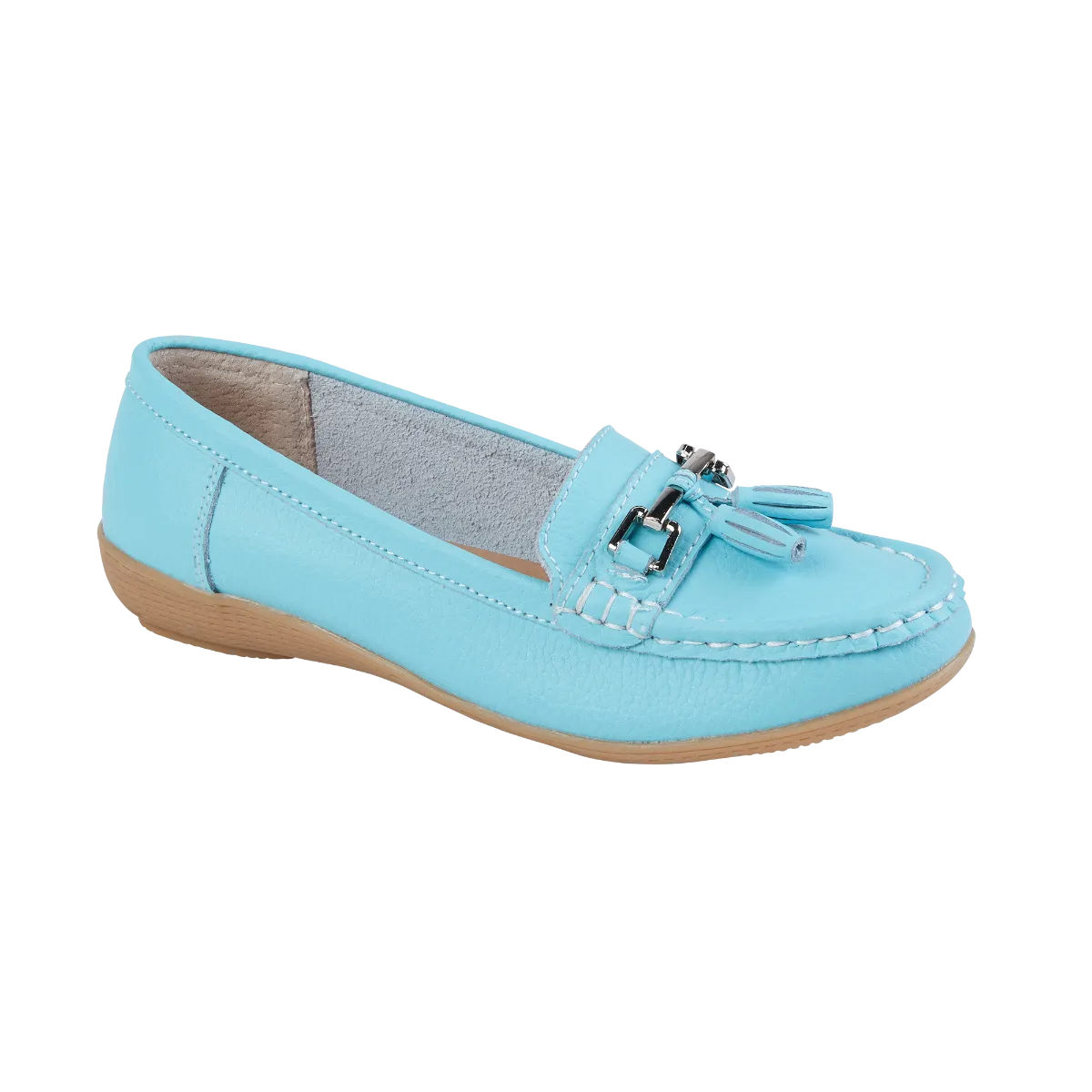 Ladies Leather Slip on Purist Blue Shoes Nautical Flat Jo & Joe