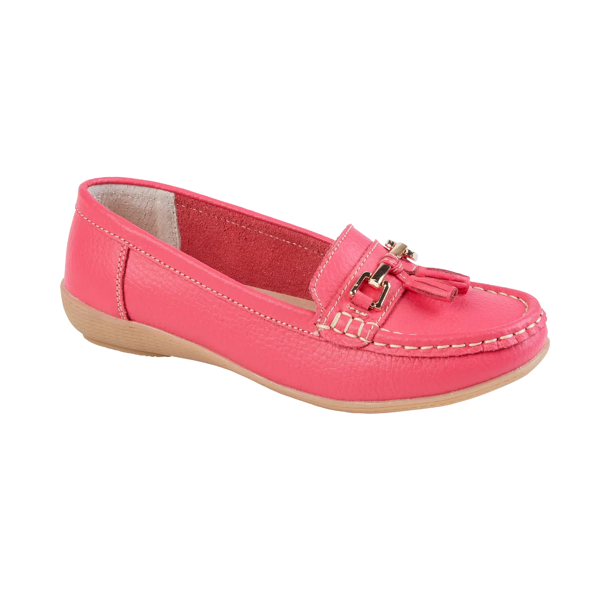 Ladies Leather Slip on Shoes WaterMelon Nautical Flat Jo & Joe