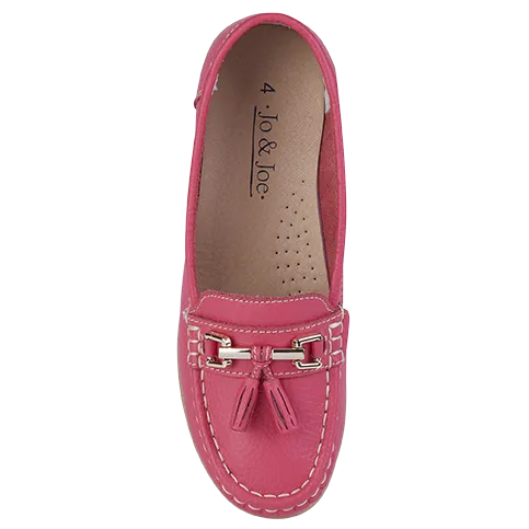 Ladies Leather Slip on Shoes WaterMelon Nautical Flat Jo & Joe