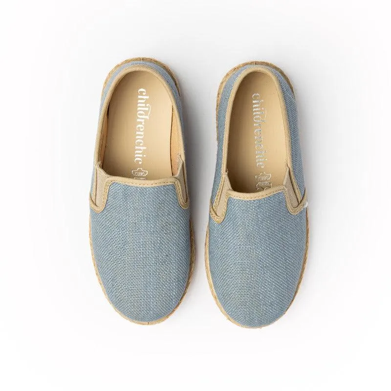 Linen Yute Slip-on Sneakers in Denim