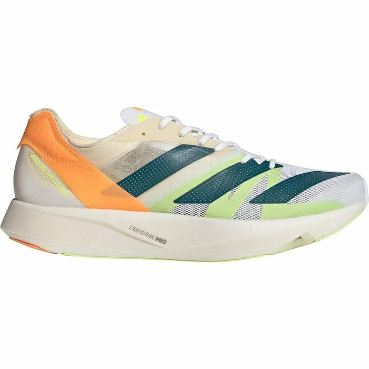 Men's Adidas Adizero Takumi Sen 8, Cloud White/Real Teal/Flash Orange, 11.5 D Medium