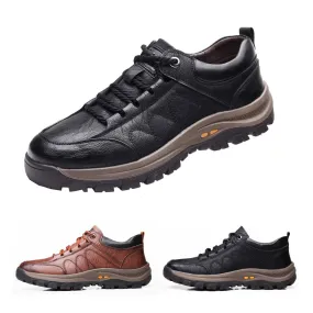 Mens Classic Casual Leather Hiking Shoes - Stylish Outdoor Sports Trekking Footwear