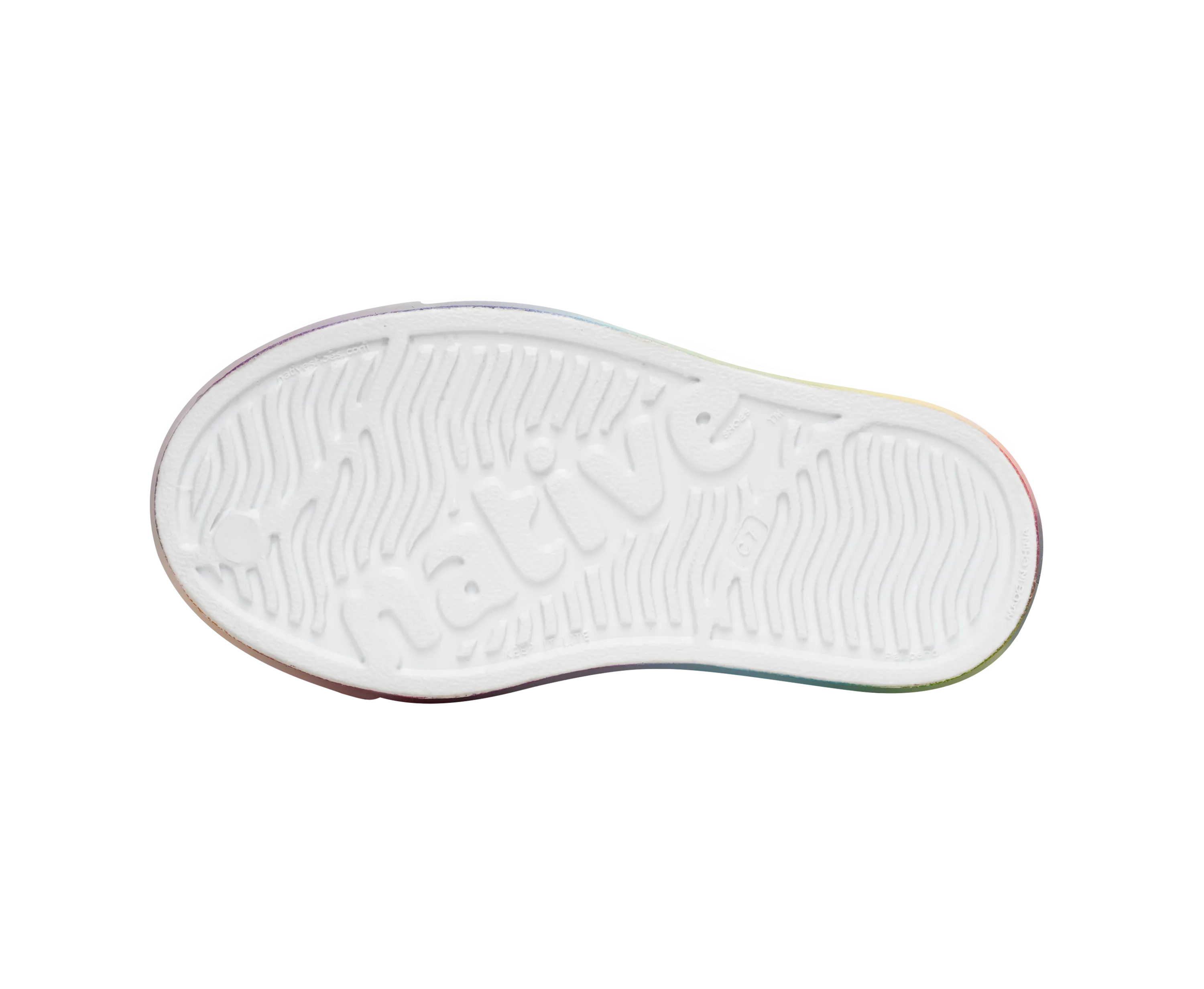 Native Jefferson Print Shoes - Shell White / Translucent / Rainbow Blur