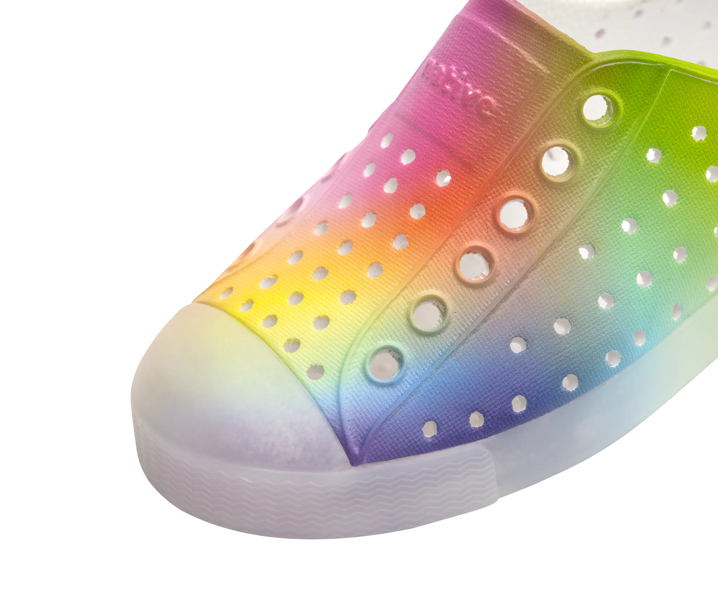 Native Jefferson Print Shoes - Shell White / Translucent / Rainbow Blur