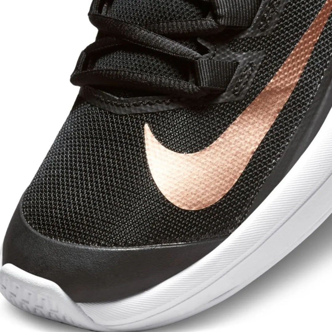 Nike Womens Court Vapor Lite Tennis Shoes - Black/Metallic Red Bronze-White