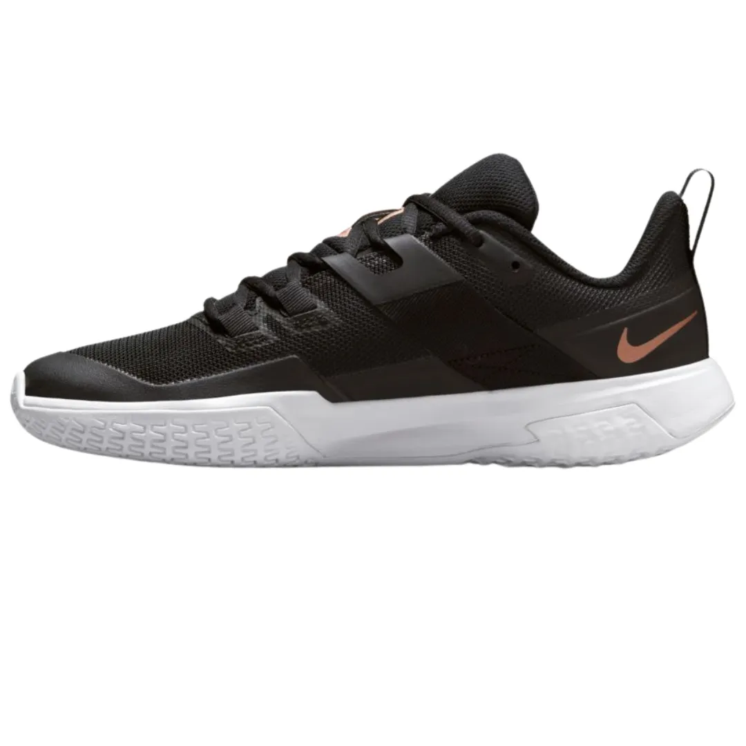 Nike Womens Court Vapor Lite Tennis Shoes - Black/Metallic Red Bronze-White