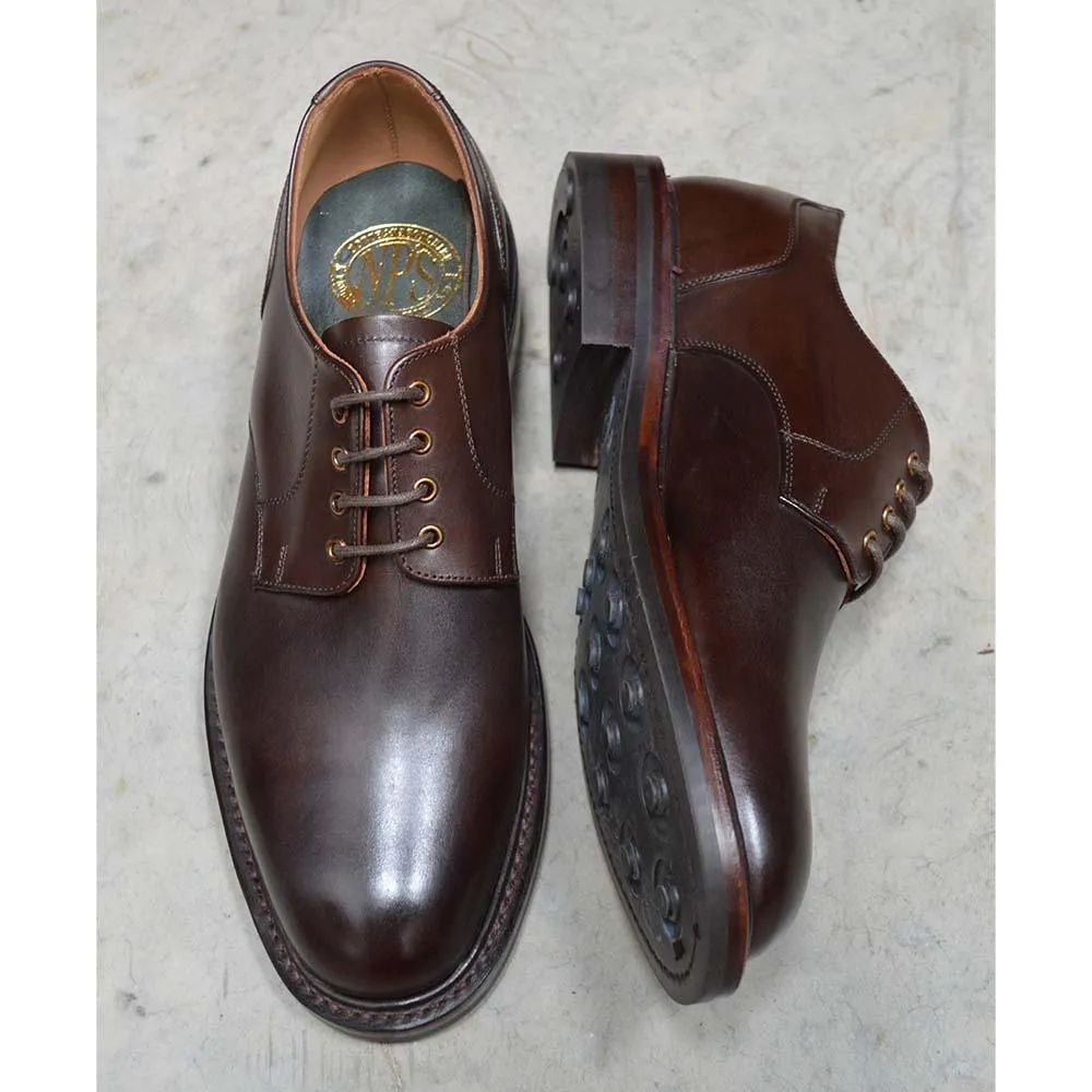 NPS BLAIR Plain Derby Shoes - Walnut Calf with itshide Sole