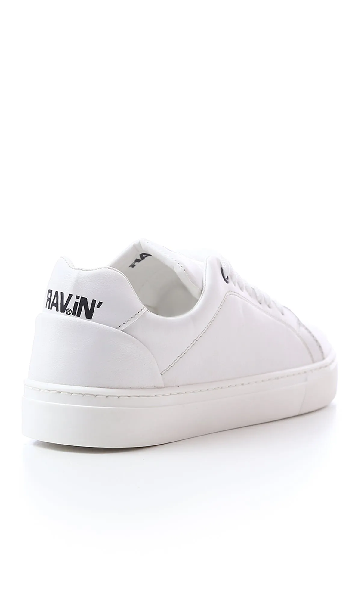 O175056 Shiny Textured Leather White Casual Shoes