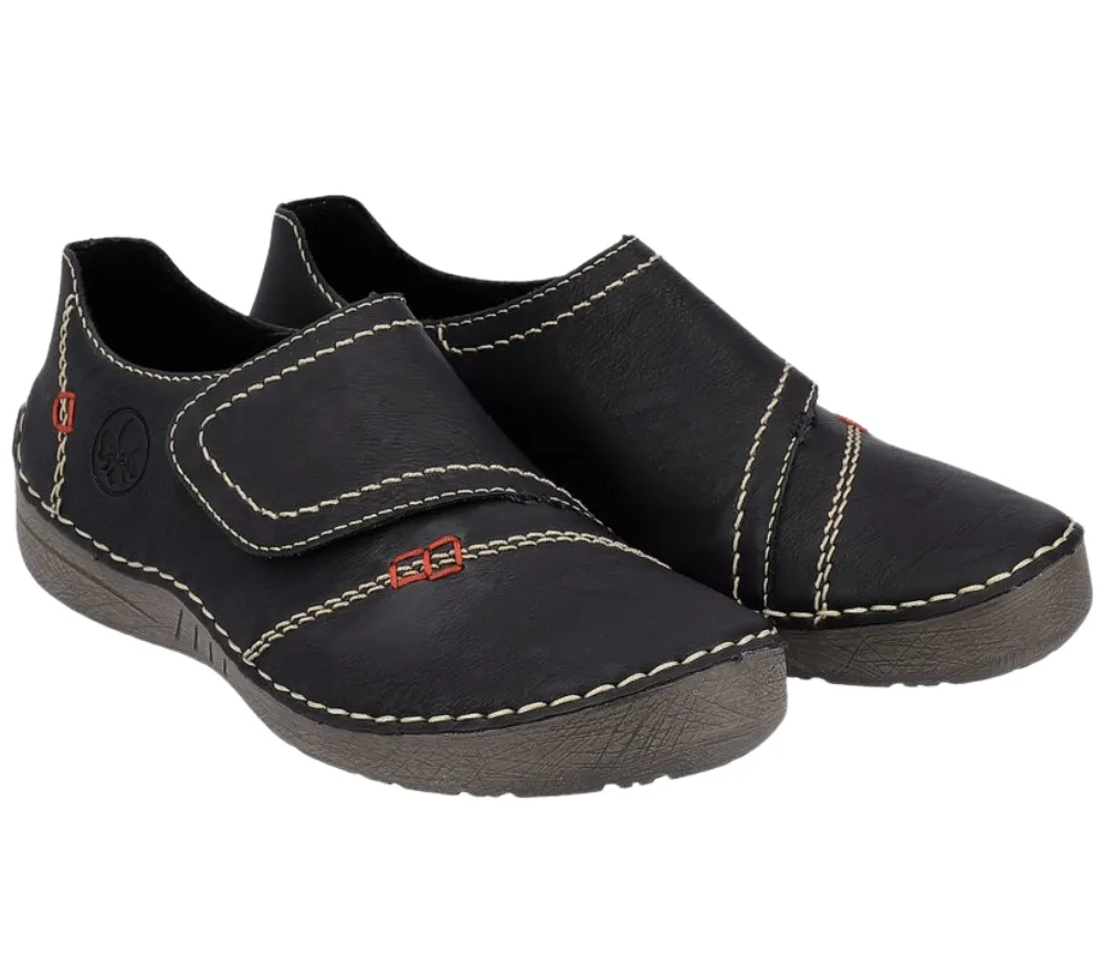 Pantofi casual, dama, RIEKER, ANTISTRESS, 52577-00 negru, piele ecologica