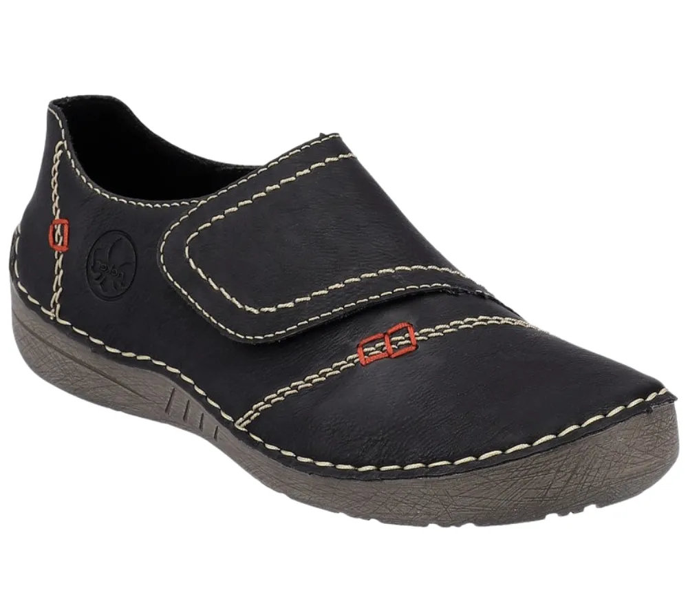 Pantofi casual, dama, RIEKER, ANTISTRESS, 52577-00 negru, piele ecologica