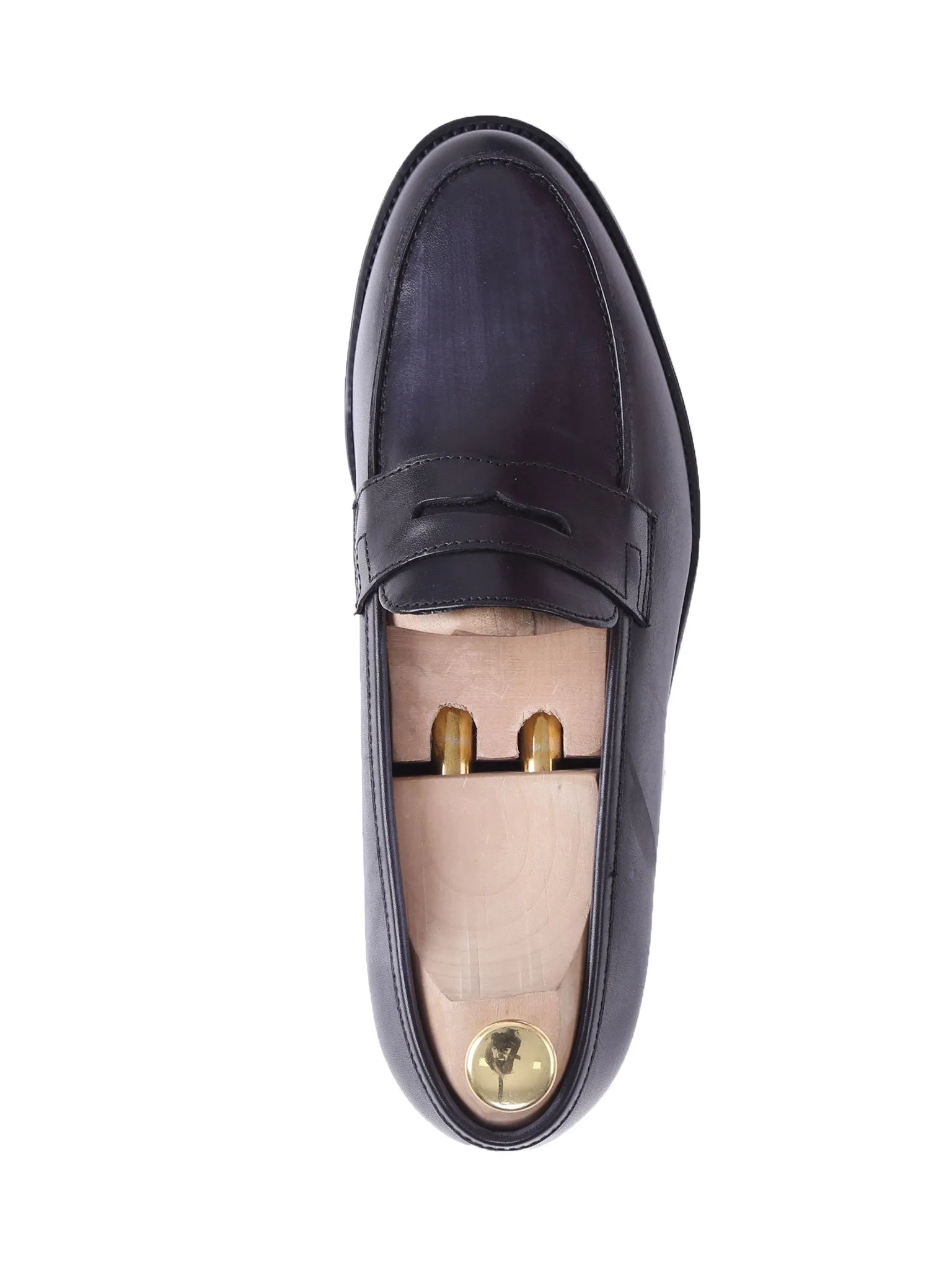 Penny Loafer - Black Grey (Hand Painted Patina)