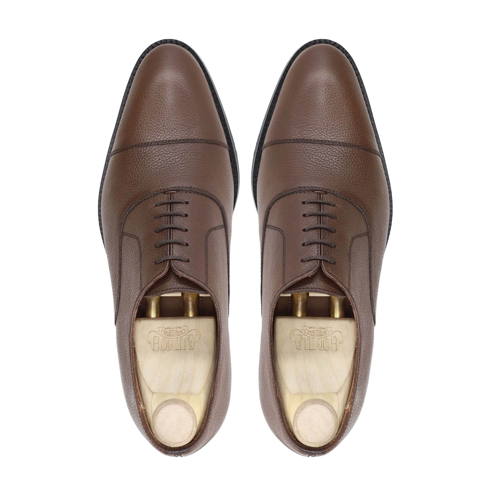 Plock - Men's Brown Pebble Grain Oxford Shoe