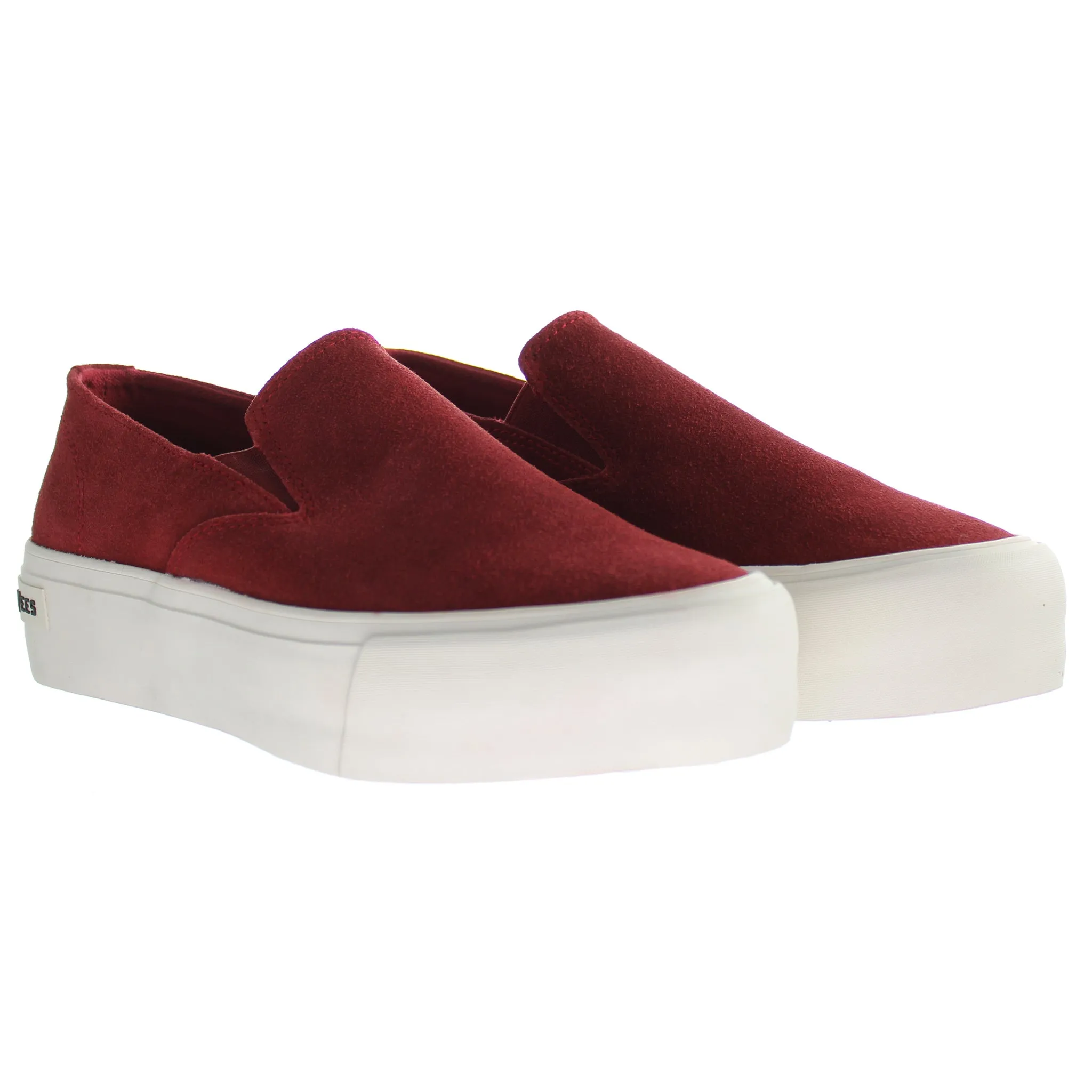 Seavees Baja Slip On Red Dahilia Suede Platform Shoe Red Womens Shoes