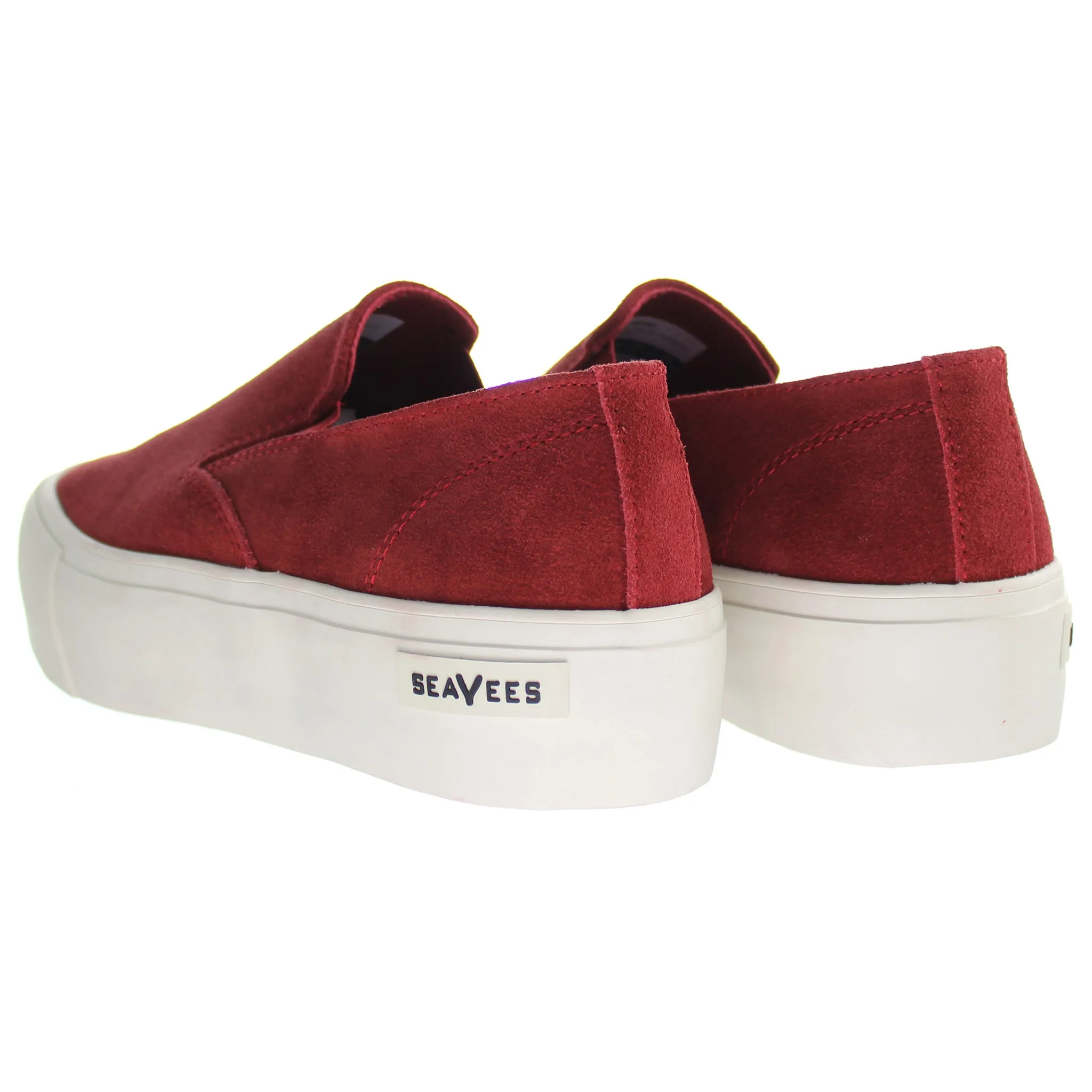 Seavees Baja Slip On Red Dahilia Suede Platform Shoe Red Womens Shoes