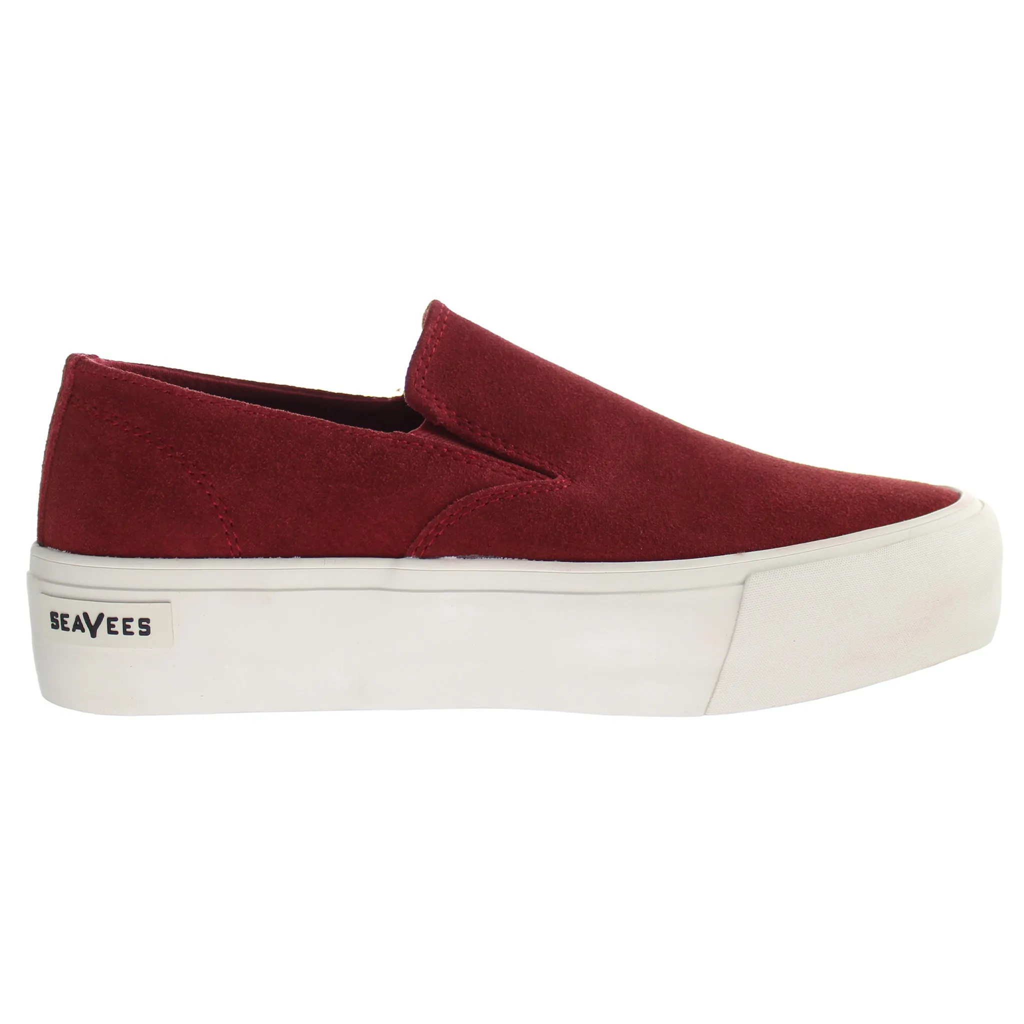 Seavees Baja Slip On Red Dahilia Suede Platform Shoe Red Womens Shoes