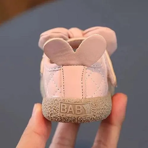 TF404 Toddler Girl Casual Shoes with Rabbit Ears: Soft Bottom, Flat