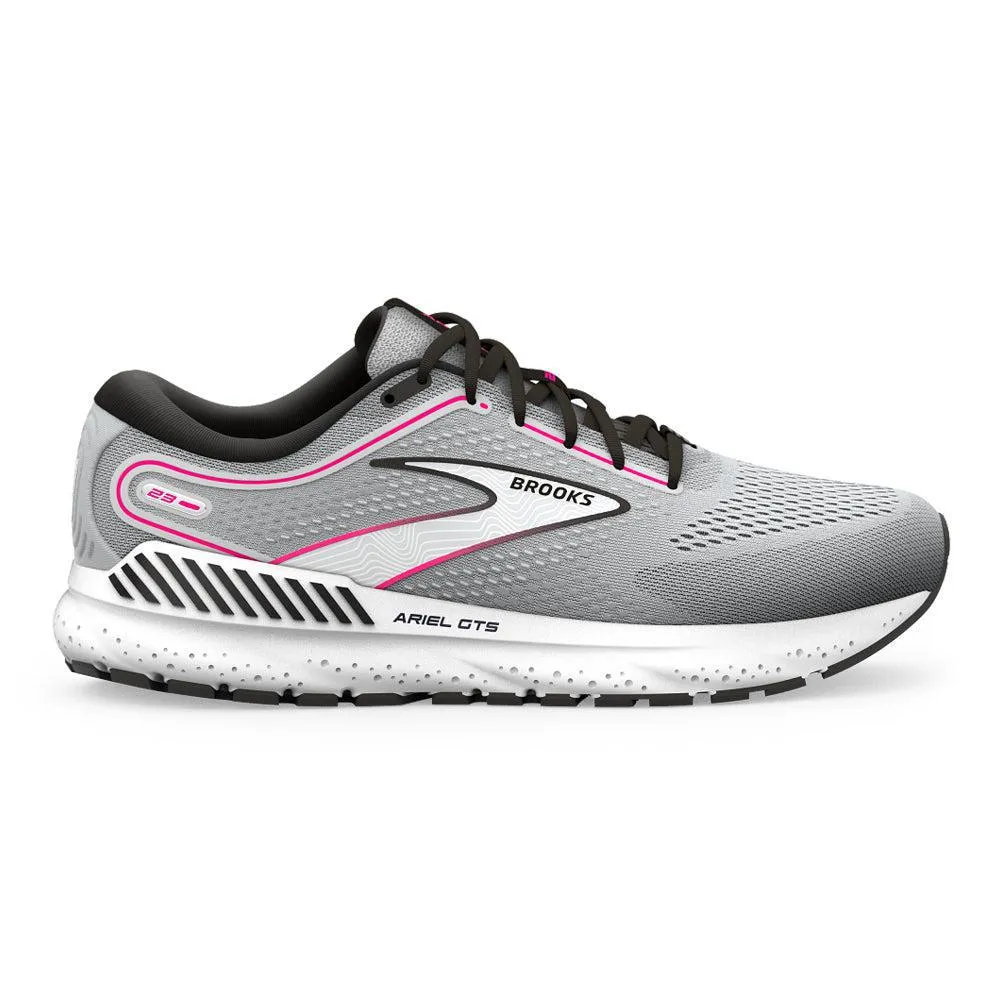 Women's Brooks Ariel GTS 23, Grey/Black/Pink, 7.5 2E Extra Wide