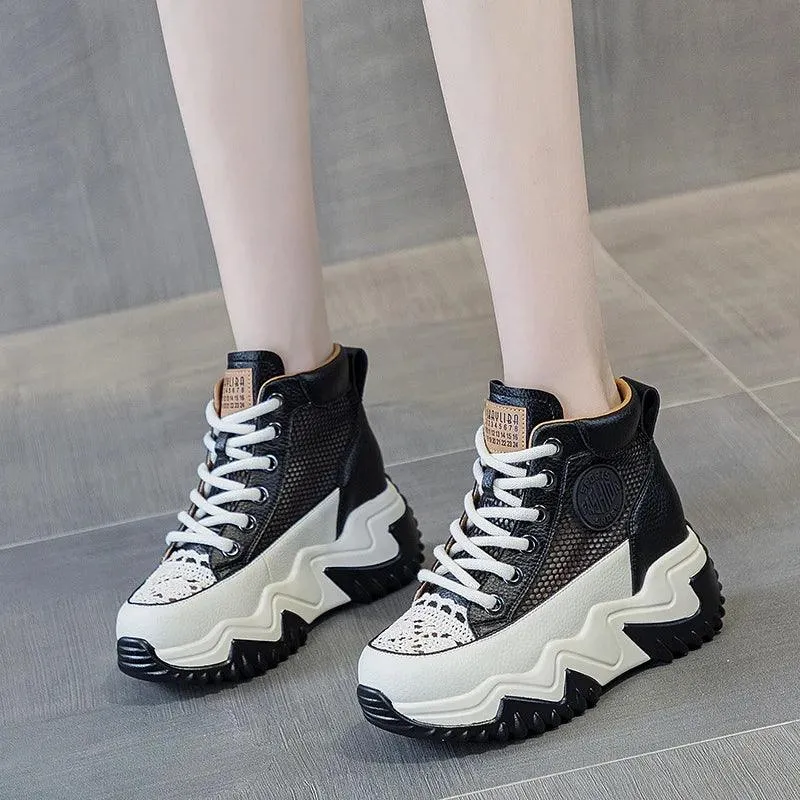 Women's Casual Shoes: GP1259 Leather Chunky Sneakers Sandals