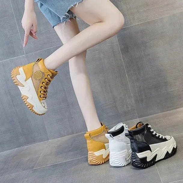 Women's Casual Shoes: GP1259 Leather Chunky Sneakers Sandals