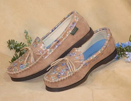 Women's Flowered Leather Shoes Made in USA by Footskins 1237